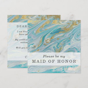Will You Be My Maid Of Honor Turquoise & Gold Card