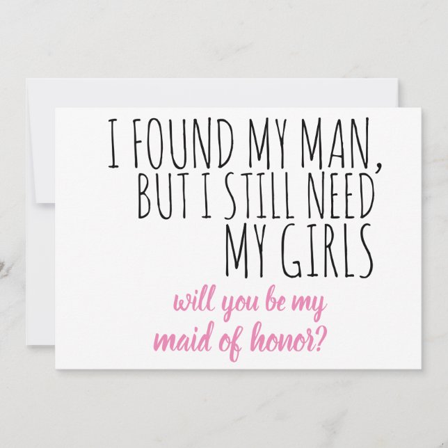 will you be my maid of honor? wedding proposal invitation (Front)