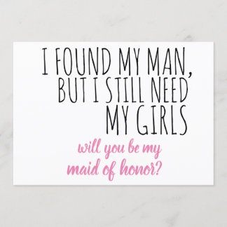 will you be my maid of honor? wedding proposal invitation