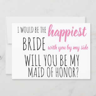will you be my maid of honor? wedding proposal invitation