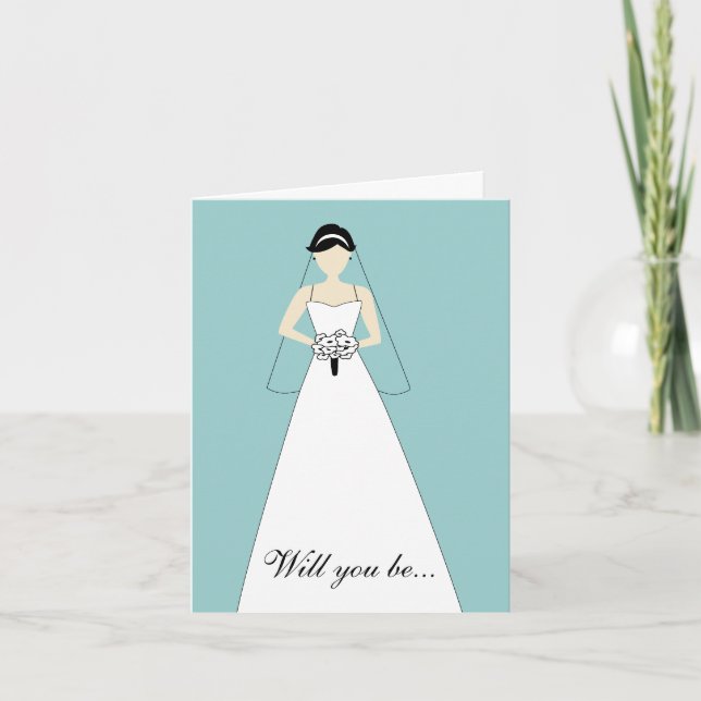 Will You Be My Maid of Honor? White Blue Invitation (Front)