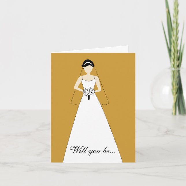 Will You Be My Maid of Honor? White Gold Invitation (Front)