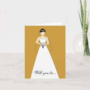 Will You Be My Maid of Honor? White Gold Invitation