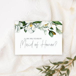 Will You Be My Maid of Honor White Magnolia Floral