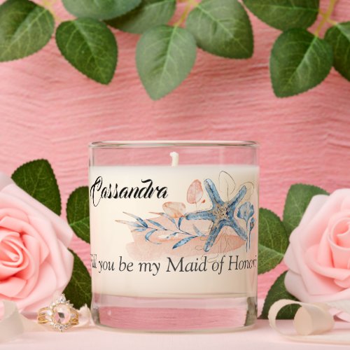 Will you be my Maid of Honor White Rose Floral Scented Candle