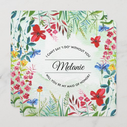 Will you be my Maid of Honor Wild Meadow  Invitation