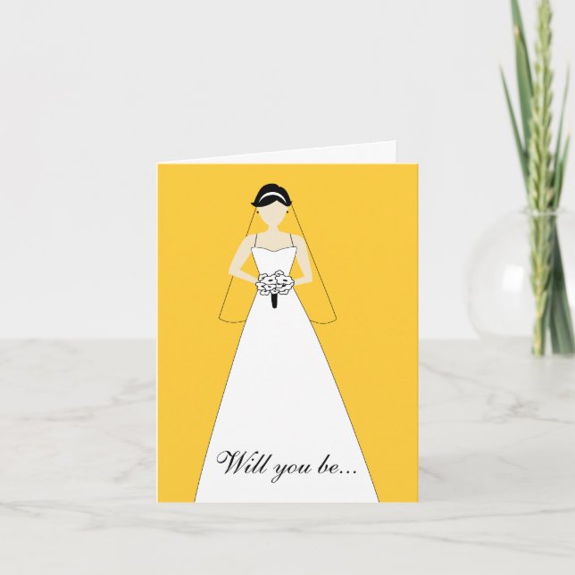 Will You Be My Maid of Honor? Yellow Invitation (Front)