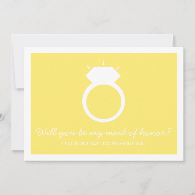 Will You Be My Maid Of Honor? Yellow Ring Card (Front)