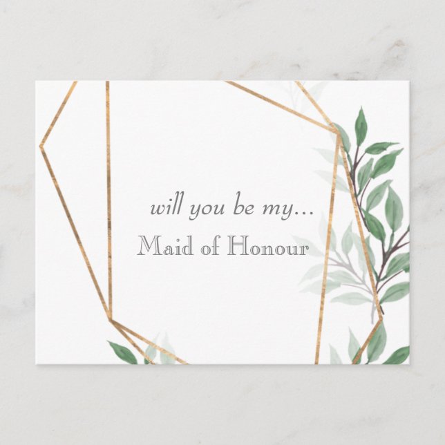 Will you be my Maid of honour invite (Front)