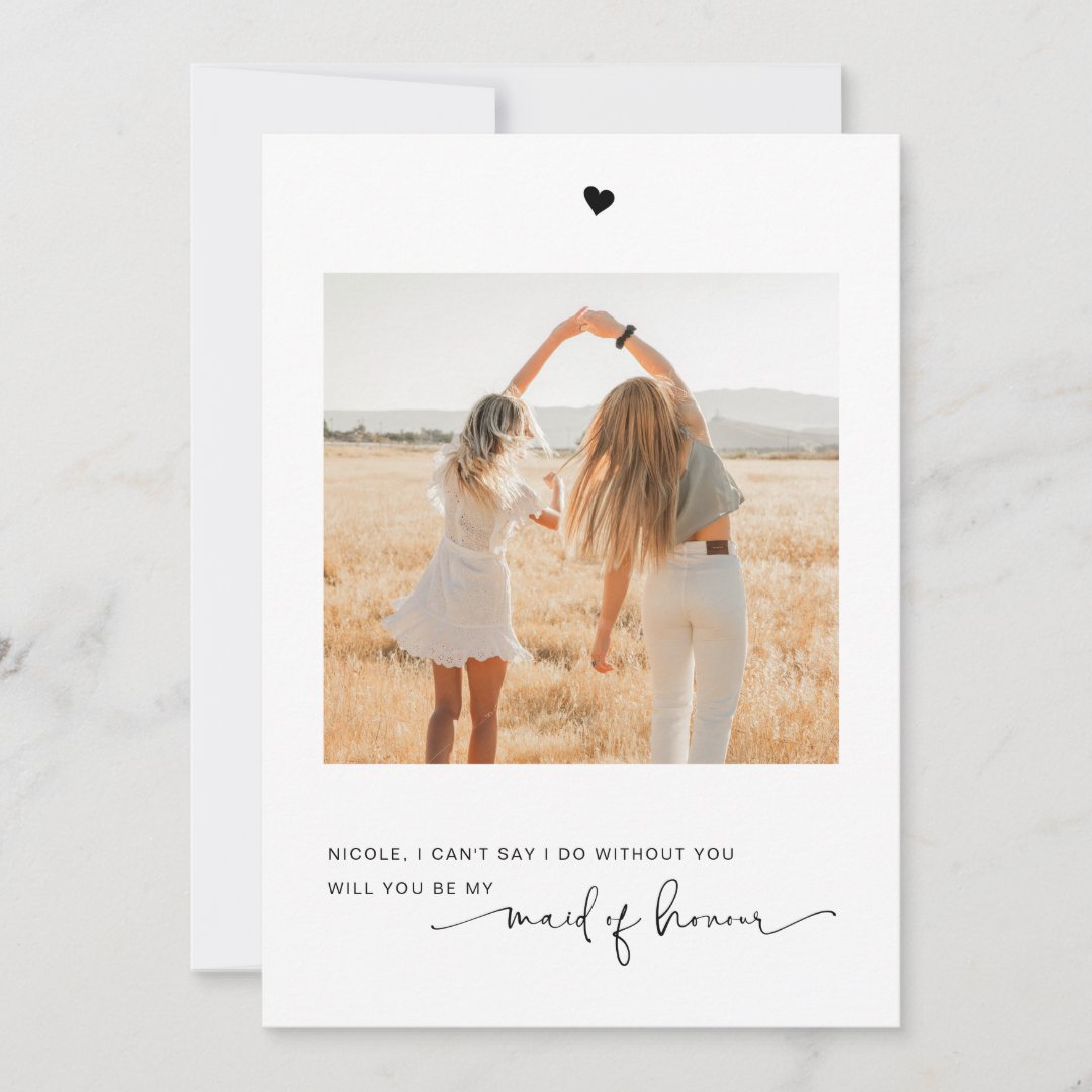 Will You Be My Maid Of Honour Photo Proposal Card Zazzle   Will You Be My Maid Of Honour Photo Proposal Card Re883ddb80f2c434c9bf17fc7b8958aa4 Tcvt0 1080 