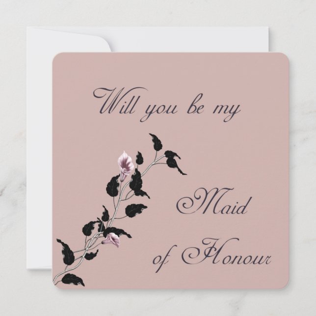 Will You Be My Maid of Honour Pink Invitation (Front)
