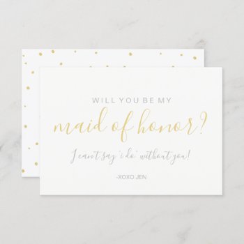 Will You Be My Maidofhonor Card - Gold Dots White by Evented at Zazzle