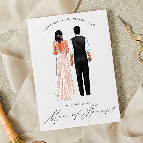 Will You Be My Man of Honor Girls in Gowns Invitation
