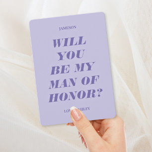 Will You Be My Man of Honor? Modern Text Lavender Invitation