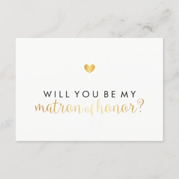 Will You Be My Matron - Gold Heart Script Fab Invitation by Evented at Zazzle