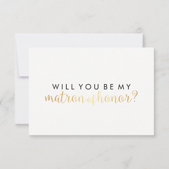 WIll You Be My Matron - Gold Script Fab Invitation (Front)