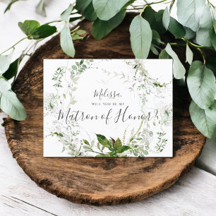 Will You Be My Matron Honor Greenery Foliage Invitation Postcard