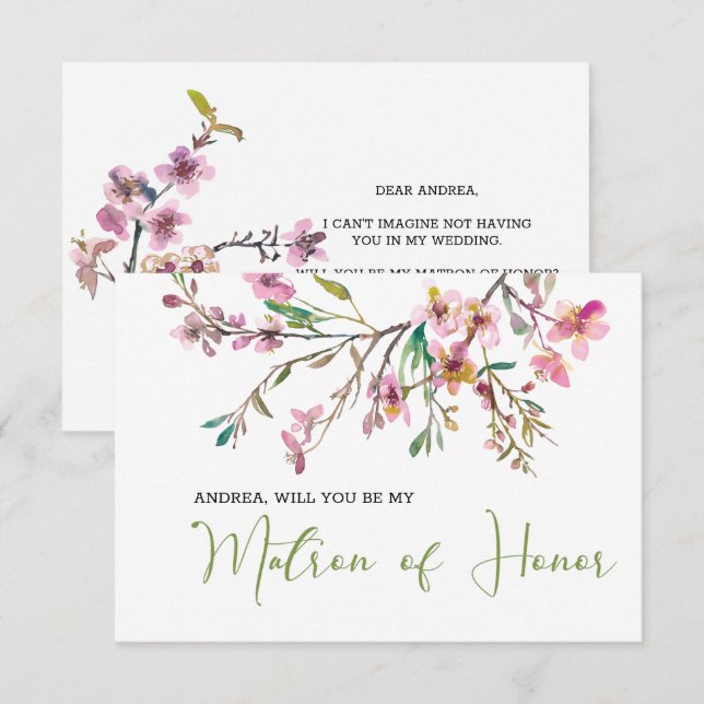 Will You Be My Matron of Honor Cherry Blossom  (Front/Back)