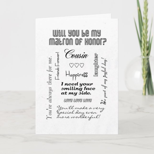 Will You Be My Matron of Honor, Cousin Invitation (Front)
