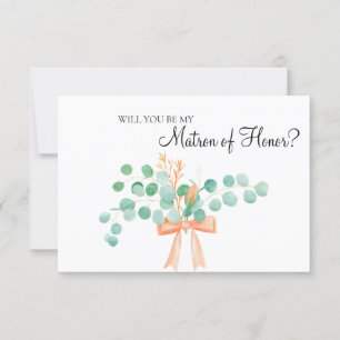 Will You Be My Matron of Honor Eucalyptus Peach