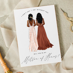 Will You Be My Matron of Honor? Girls in Gowns Invitation