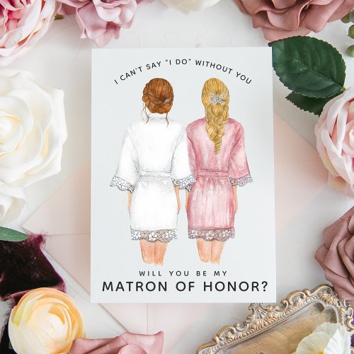 Will You Be My Matron of Honor Girls in Robes Inv Invitation