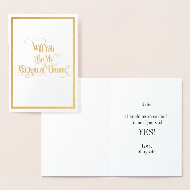 Will You Be My Matron Of Honor Gold Foil Card (Display)