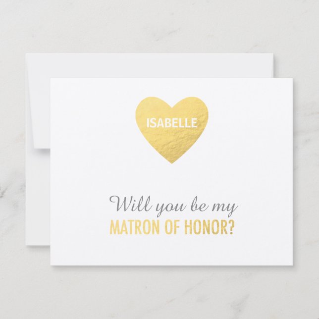 Will you be my matron of honor gold heart template (Front)