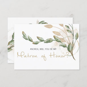 Will You Be My Matron of Honor Gold Sage Green