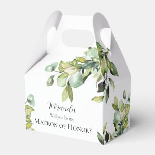 Will you be my Matron of Honor Green Botanicals Favor Boxes