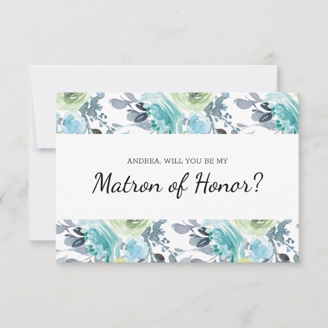 Will You Be My Matron of Honor Light Blue Yellow (Front)