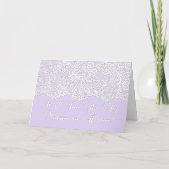 will you be my matron of honor? lilac invitation (Front)