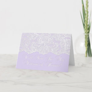 will you be my matron of honor? lilac invitation