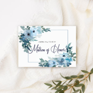 Will You Be My Matron of Honor Modern Blue Roses