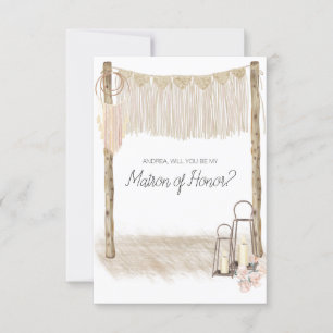 Will You Be My Matron of Honor Modern Boho Pink