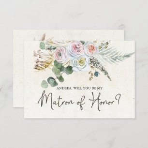 Will You Be My Matron of Honor Pastel Boho Neutral