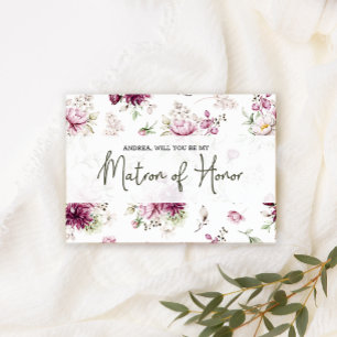 Will You Be My Matron of Honor Peonies Pink Floral