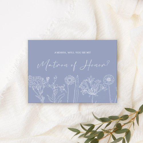 Will You Be My Matron of Honor Periwinkle Flowers