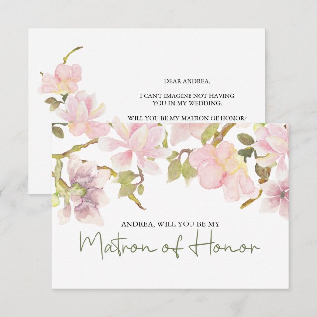 Will You Be My Matron of Honor Pink Blush Magnolia (Front/Back)