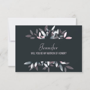 Will You Be My Matron of Honor Pink Navy Floral