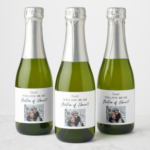 Will You Be My Matron of Honor Proposal Custom Sparkling Wine Label
