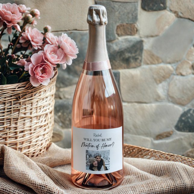 Will You Be My Matron of Honor Proposal Custom Sparkling Wine Label (Creator Uploaded)