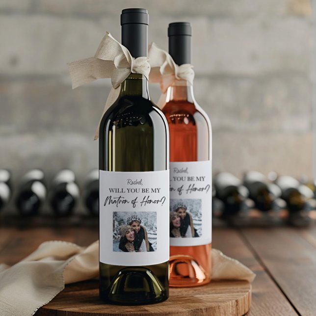 Will You Be My Matron of Honor Proposal Custom Wine Label (Creator Uploaded)