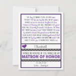 Will You Be My Matron Of Honor? Purp/black Poem V2 Invitation at Zazzle