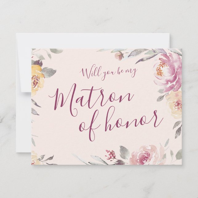 Will you be my matron of honor Romantic garden Invitation (Front)