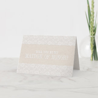 Will You Be My Matron of Honor? | Rustic Burlap Invitation