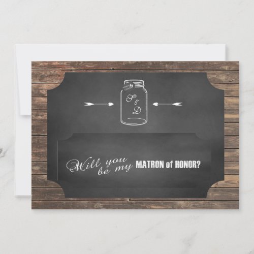 Will You Be My Matron of Honor Rustic Mason Jar Invitation