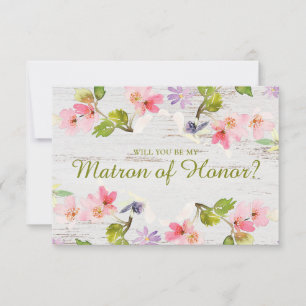 Will You Be My Matron of Honor Rustic Pink Florals