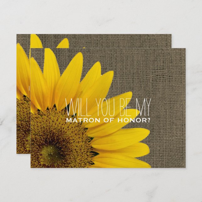 Will You Be My Matron of Honor Rustic Wedding Invitation (Front/Back)