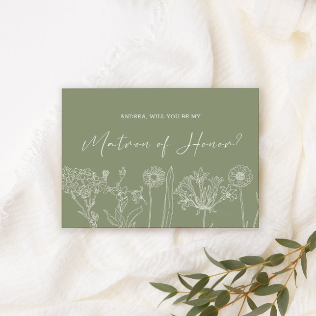 Will You Be My Matron of Honor Sage Green Flowers (Creator Uploaded)
